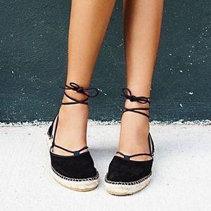 Free People's Marina Lace Up Black Espadrilles